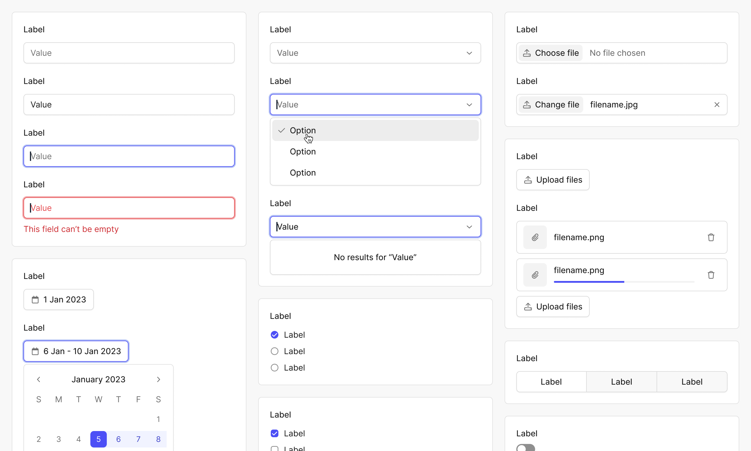 Screenshot of Flok design system components